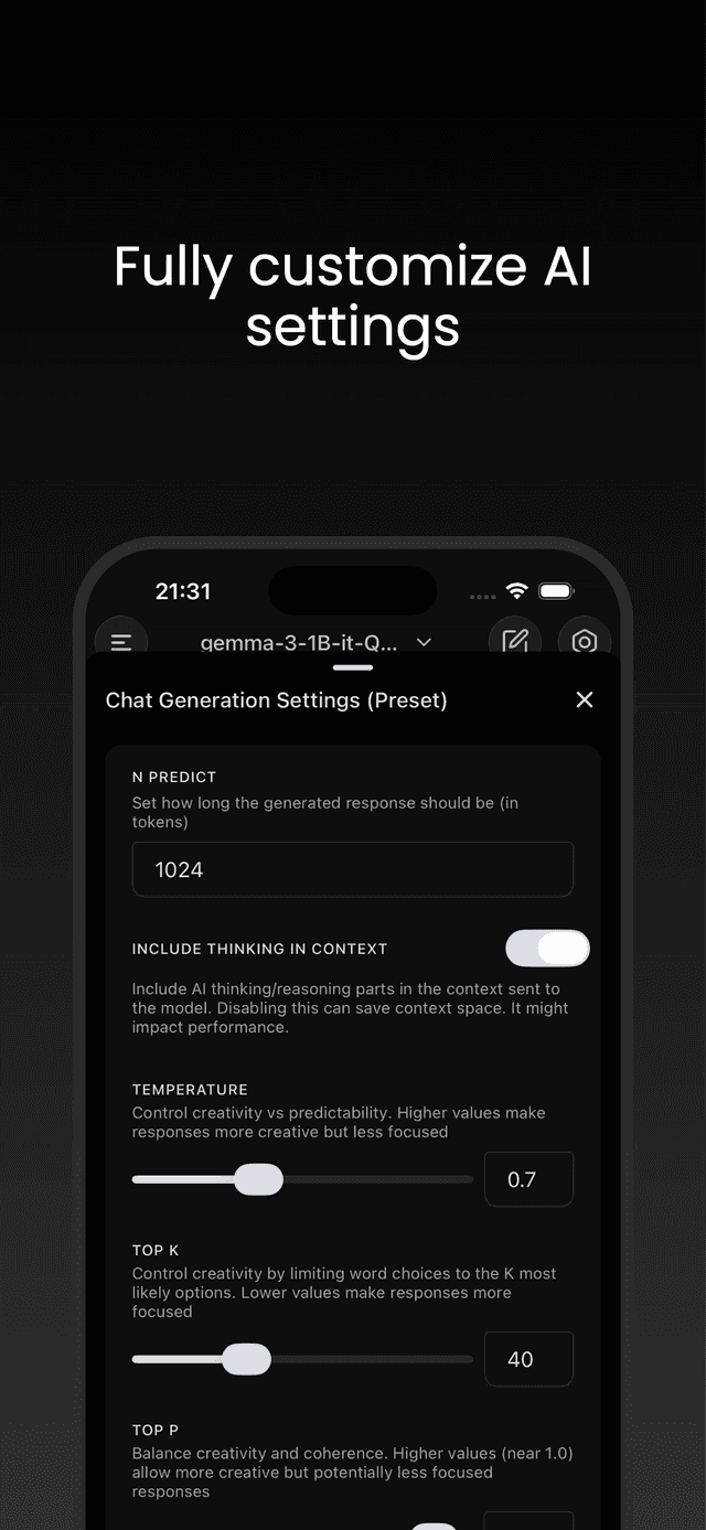Fully customize AI settings